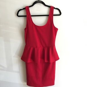 Peplum Short Red Dress